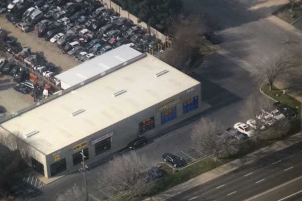 Aerial view of ToyAuto Mart used auto parts store and salvage yard